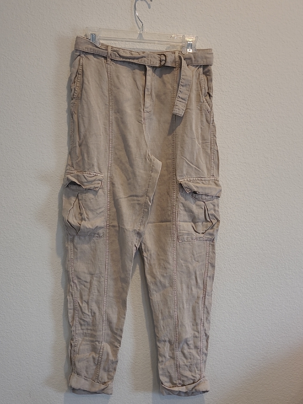 Nicole Miller Beige Cargo Pants with Belt Size M